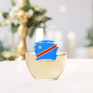 Congo vlag wijnglas zonder voet