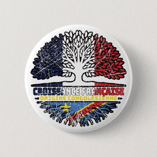 Congolese Franse boomkorren Flag Ronde Button 5,7 Cm (Voorkant)