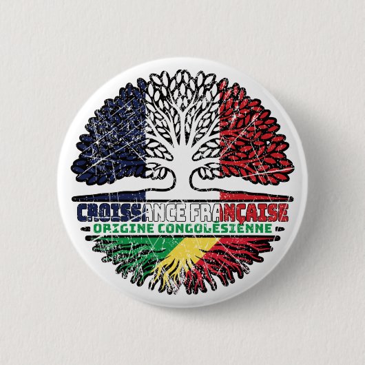 Congolese Franse boomkorren Flag Ronde Button 5,7 Cm (Voorkant)