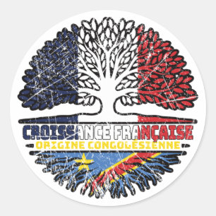 Congolese Franse boomkorren Flag Ronde Sticker