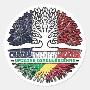 Congolese Franse boomkorren Flag Ronde Sticker