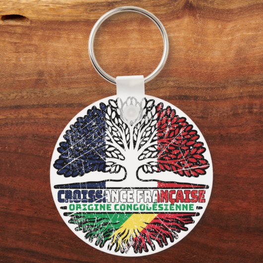 Congolese Franse boomkorren Flag Sleutelhanger (Voorkant)