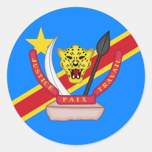 Congolese Vlag & Wapen, Vlag van Congo Ronde Sticker (Voorkant)