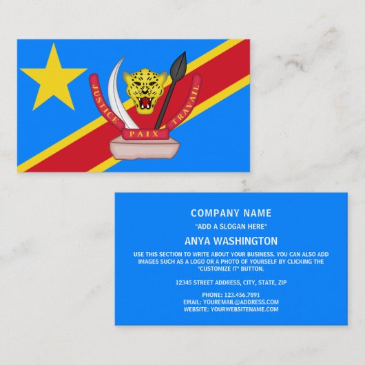 Congolese Vlag & Wapen, Vlag van Congo Visitekaartje (Voorkant / Achterkant)