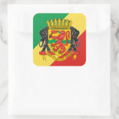 Congolese Vlag & Wapenschild, Congo-Kinshasa Vierkante Sticker (Tas)