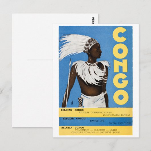 Congovintage-Poster teruggezet Briefkaart (Voorkant / Achterkant)