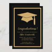 "Congraduations" Faux Gold / Black Afstudeerder In Kaart (Voorkant / Achterkant)