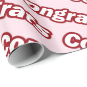 Congraten (roze achtergrond) cadeaupapier (Rol Hoek)