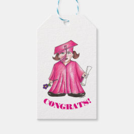 CONGRATEN! Roze Afstuderen Girl Pet Gown Diploma Cadeaulabel