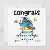 Congrates Clever Clogs Cartoon Pigeon Humor Card