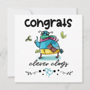 Congrates Clever Clogs Cartoon Pigeon Humor Card Kaart