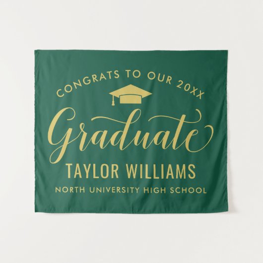 Congrats 2022 Afstuderen Green Gold Afstuderen Wandkleed (Voorkant (horizontaal))