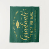 Congrats 2022 Afstuderen Green Gold Afstuderen Wandkleed (Voorkant)