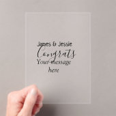 Congrats add name message wedding newly wed couple acryl uitnodigingen (Insitu (Draagbaar))