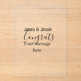 Congrats add name message wedding newly wed couple acryl uitnodigingen