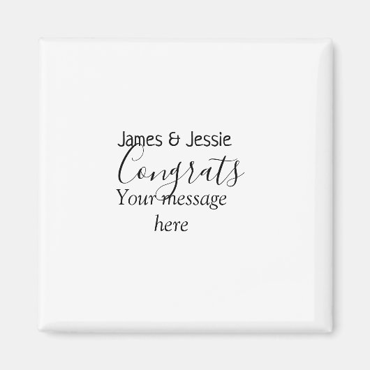 Congrats add name message wedding newly wed couple magneet (Voorkant)