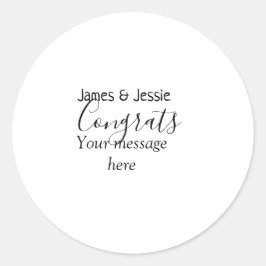 Congrats add name message wedding newly wed couple ronde sticker