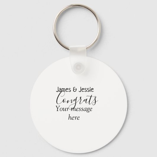 Congrats add name message wedding newly wed couple sleutelhanger (Voorkant)