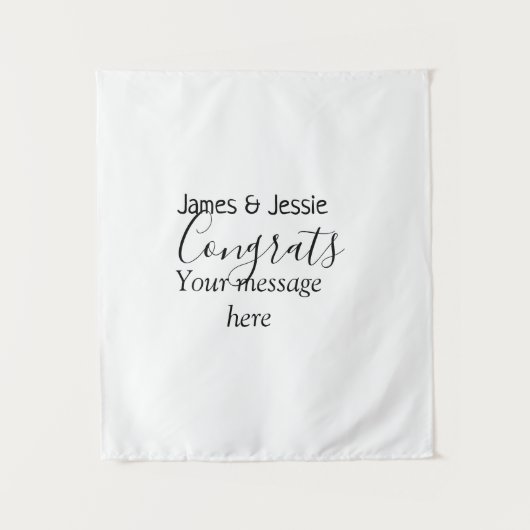 Congrats add name message wedding newly wed couple wandkleed (Voorkant)