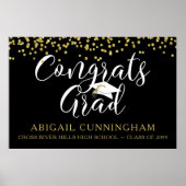 CONGRATS AFSTUDEERDER Gold Confetti Script Custom  Poster (Voorkant)