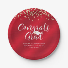 CONGRATS AFSTUDEERDER Red Gold Confetti op maat