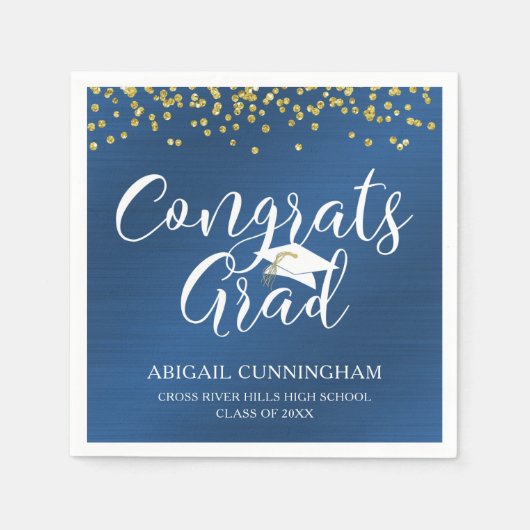 CONGRATS AFSTUDEERDER Script Typografie Metallic B Servet (Voorkant)