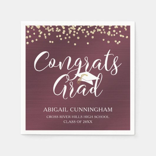 CONGRATS AFSTUDEERDER Script Typografie Metallic m Servet (Voorkant)