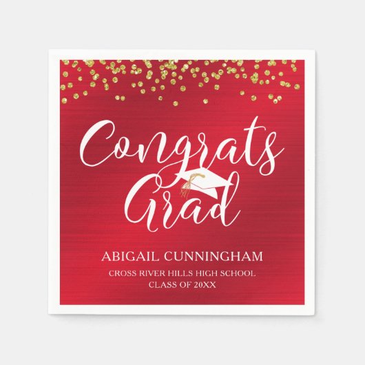 CONGRATS AFSTUDEERDER Script Typografie Metallic R Servet (Voorkant)