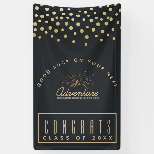 Congrats Afstuderen Adventure Mountain met zonnest Spandoek (Verticaal)
