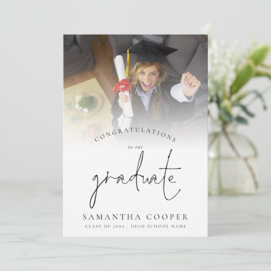 Congrats Afstuderen de Bekendmaking van de Fotobek Kaart (Staand voorkant)