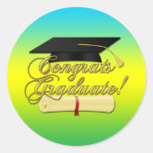 Congrats Afstuderen Diploma Afstuderen pet | Kleur Ronde Sticker (Voorkant)