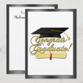 Congrats Afstuderen Diploma Afstuderen pet Uitnodi Kaart (Voorkant / Achterkant)