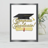 Congrats Afstuderen Diploma Afstuderen pet Uitnodi Kaart (Staand voorkant)