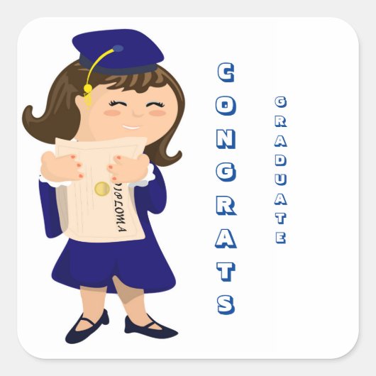 Congrats Afstuderen Girl Stickers (Voorkant)