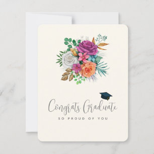 Congrats Afstuderen kleurrijke Rozen Floral Bouque Feestdagenkaart