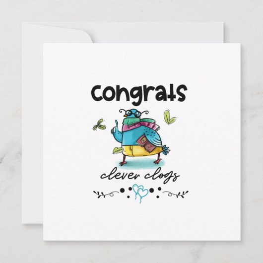 Congrats Clever Clogs Cartoon Pigeon Humor Kaart (Voorkant)