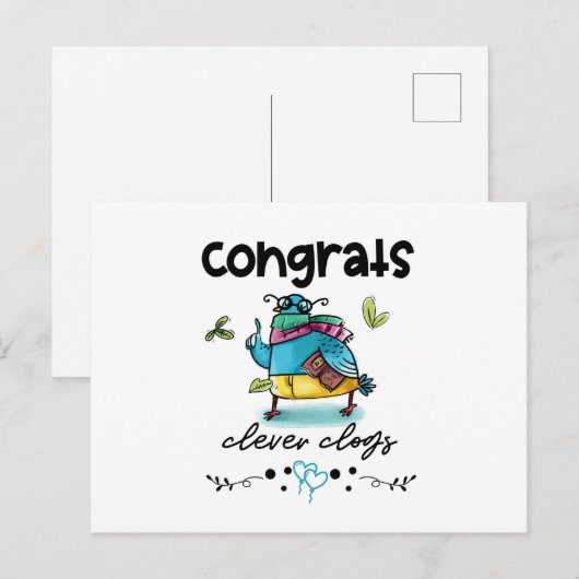 Congrats Clever Clogs Funny Cartoon Pigeon Briefkaart (Voorkant / Achterkant)