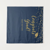 Congrats grad blue and gold Backdrop banner Wandkleed (Voorkant (horizontaal))
