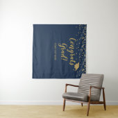 Congrats grad blue and gold Backdrop banner Wandkleed (In Situ (horizontaal))