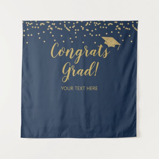 Congrats grad blue and gold Backdrop banner Wandkleed (Voorkant)