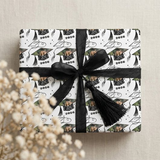 Congrats Grad Cap Photo Personalized Class of 2026 Cadeaupapier