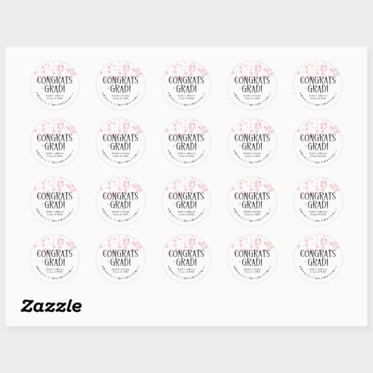 Congrats Grad Cherry Blossom Confetti Ronde Sticker (Vel)