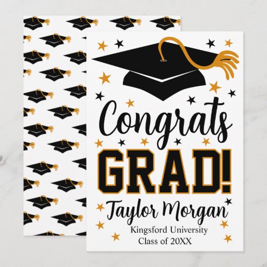 Congrats Grad Custom Name Graduation Kaart (Voorkant / Achterkant)