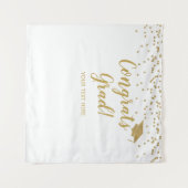 Congrats grad white and gold Backdrop banner Wandkleed (Voorkant (horizontaal))