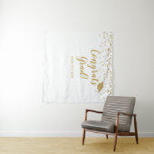 Congrats grad white and gold Backdrop banner Wandkleed (In Situ (horizontaal))