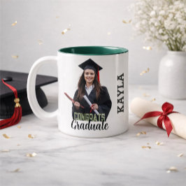 Congrats Graduate Modern Simple Custom Photo Tweekleurige Koffiemok