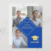 Congrats Graduated Collage 3 Photos Blue Aankondiging (Voorkant)