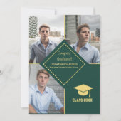 Congrats Graduated Collage 3 Photos for Him Green Aankondiging (Voorkant)
