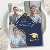 Congrats Graduated Collage 3 Photos for Him Navy Aankondiging
