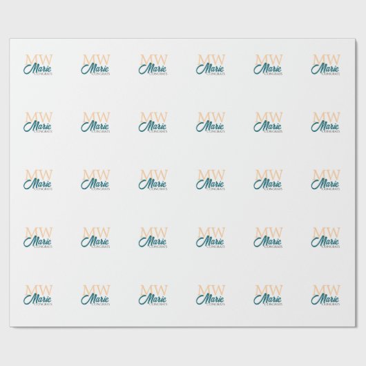 Congrats graduation monogram orange blue 20XX year Cadeaupapier (Vlak)